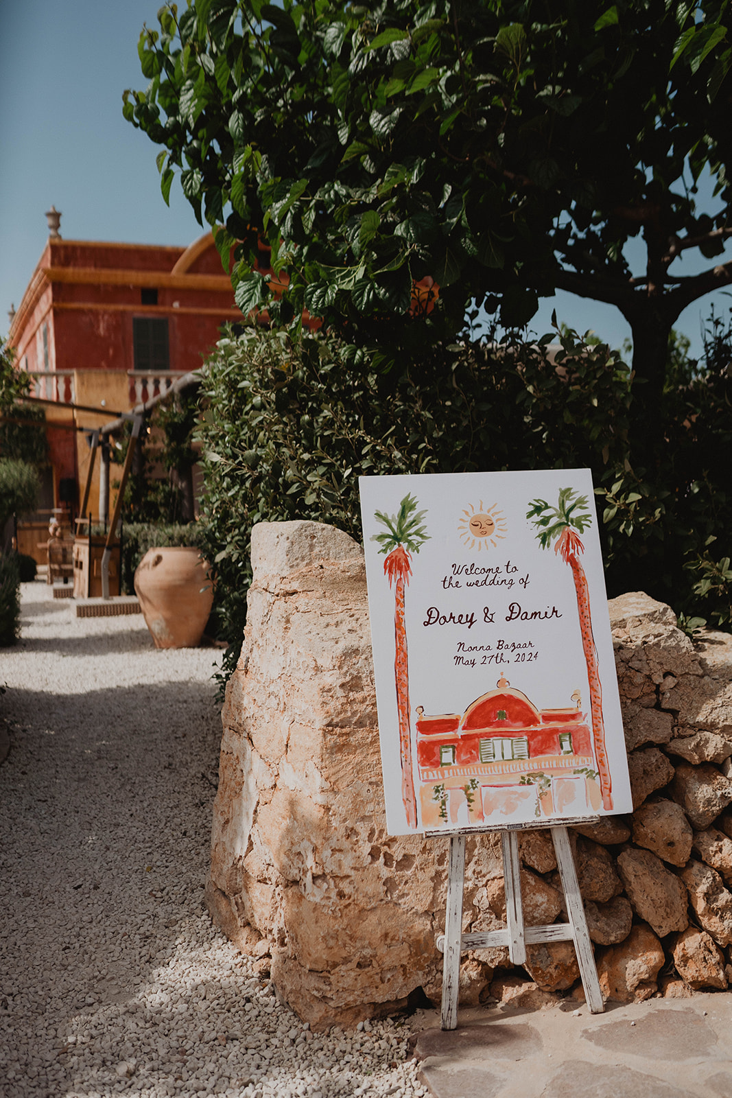 Nonna Bazaar, Ciutadella de Menorca - Private Event - Sign at wedding entrance